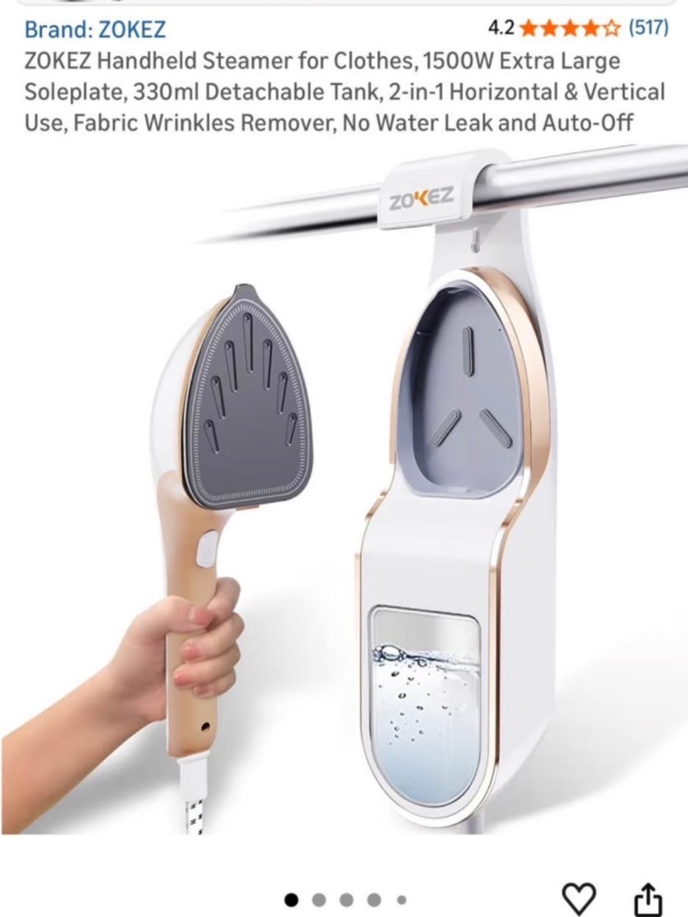 BNIB- Zokez Handheld Steamer / Iron